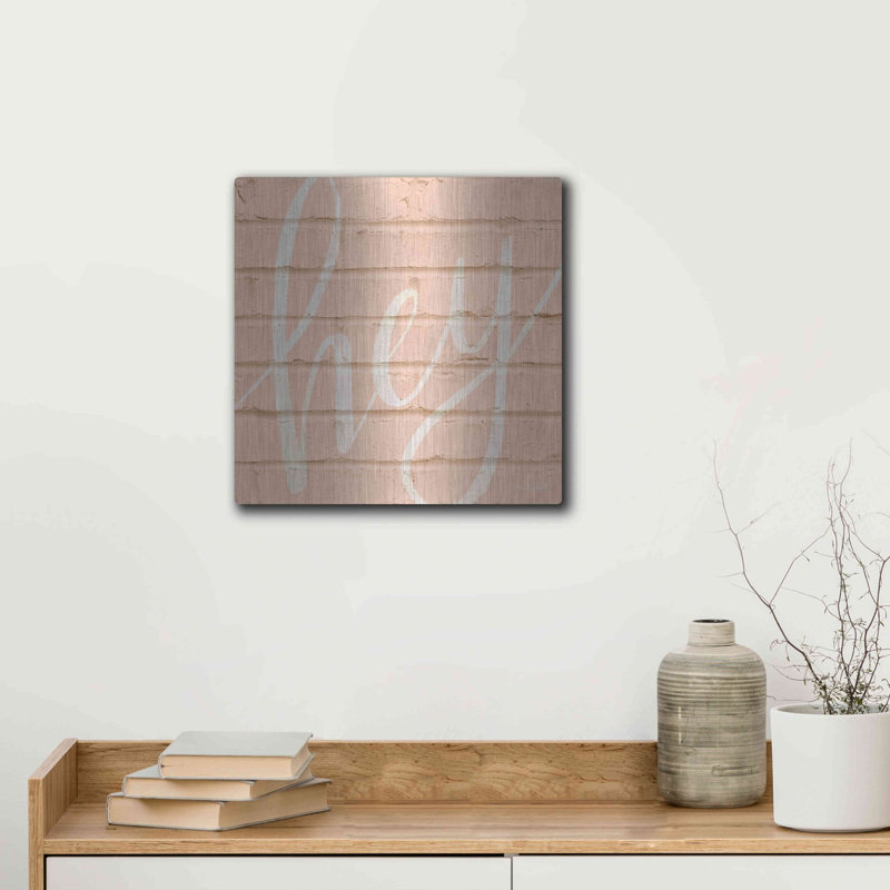 «Hey Pink» par Cindy Jacobs, art mural en métal, 12 po x 12 po