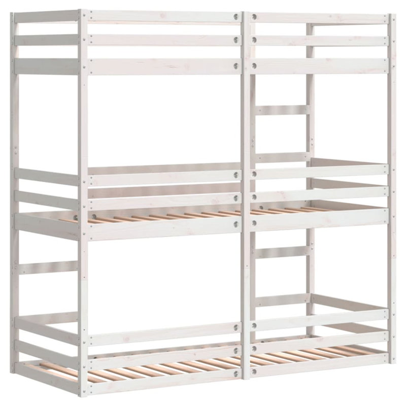 Cartwell Bunk Bed with Trundle Included, White, Single (90 x 190 cm)