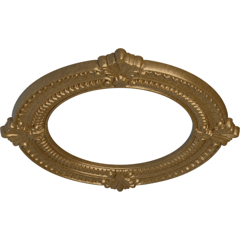 Endurathane Benson Ceiling Medallion, 13 1/8"OD x 8"ID x 5/8"P (Fits Canopies up to 8"), Hand-Painted Pale Gold Finish