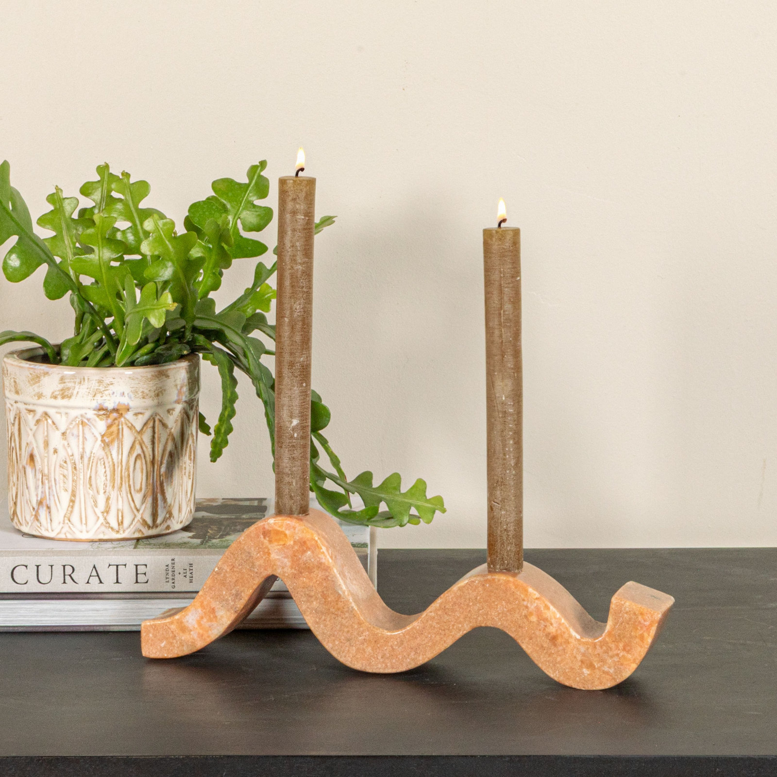 Genuine Marble Candelabra, Pink