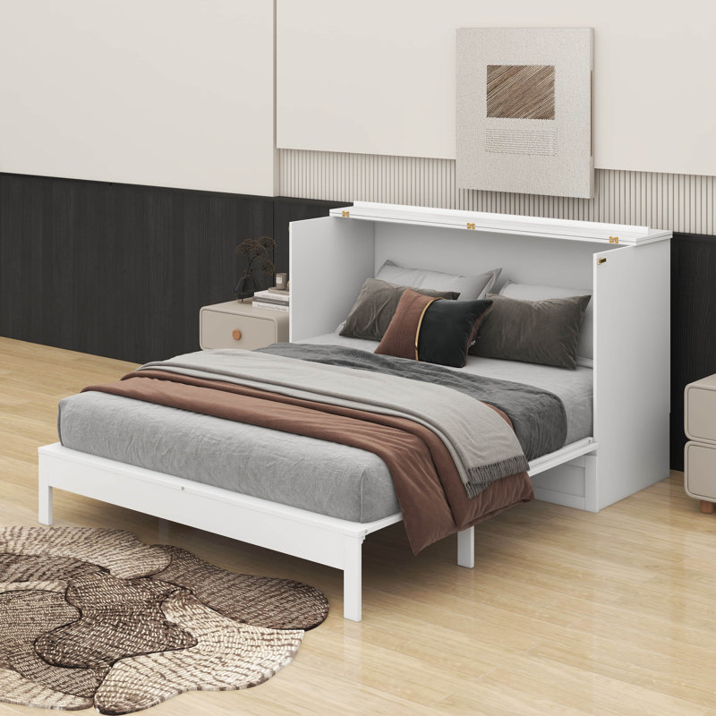 Queen Murphy Bed With Drawers, White