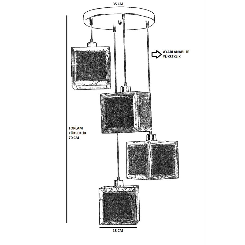 Chandle Chandelier, Black/Rattan