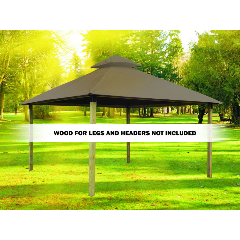 Roof Framing And Mounting 12 Ft. W x 12 Ft. D Solid Wood Gazebo, Linen, 141.5" H x 144" W x 144" D