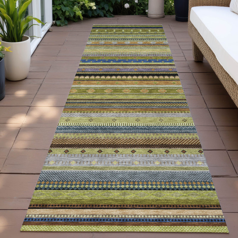 Tapis rayé intérieur / extérieur lavable à la machine Husby ACN2218, Tapis de couloir 2 pi 3 po x 7 pi 6 po