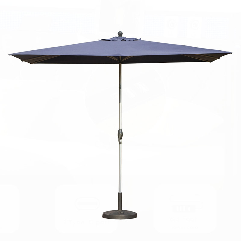 Parasol de patio rectangulaire avec fonction de levage et d'inclinaison à manivelle (base non incluse), Marine