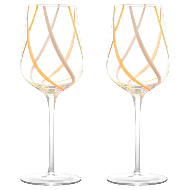 Rio 700ml Handmade Wine Glass Set, Yellow