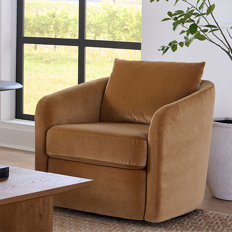 Astrid Swivel Chair, Performance Velvet - Denim