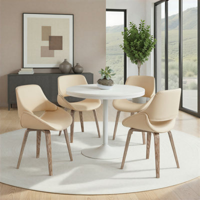 Chaise d'appoint rembourrée avec pieds en bois cintré Najrin