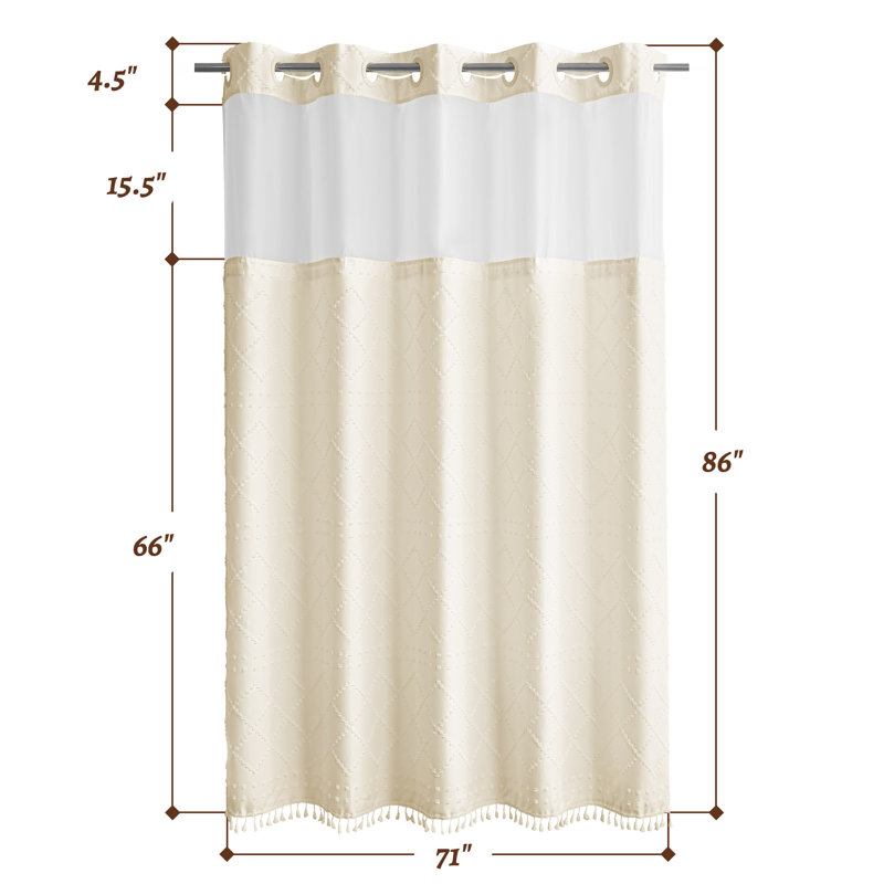 Rideau de douche Shorey, H 86 po x l 71 po, Beige clair