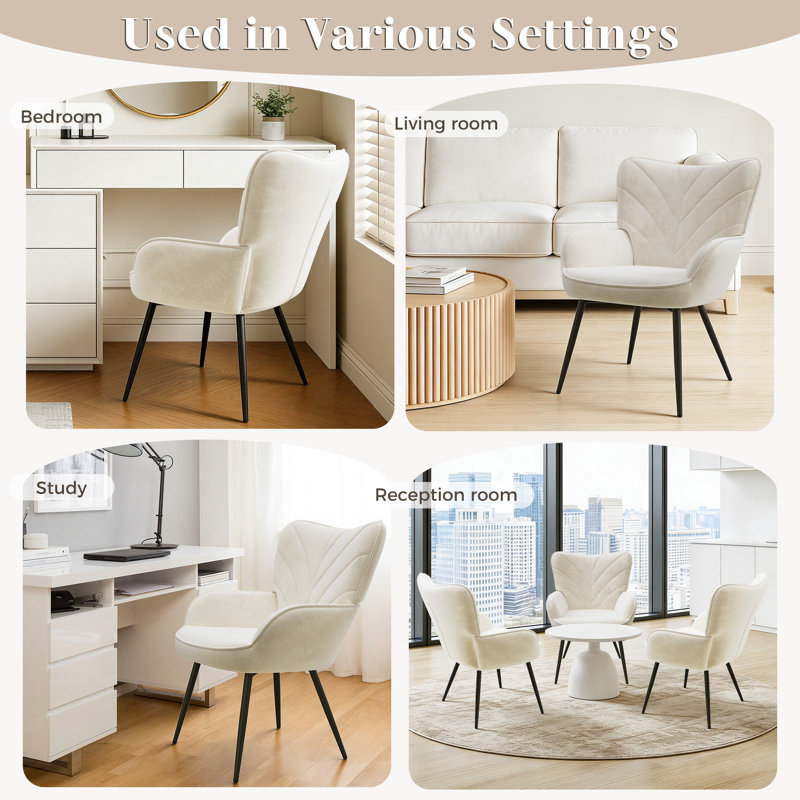 Velvet Armchair, White