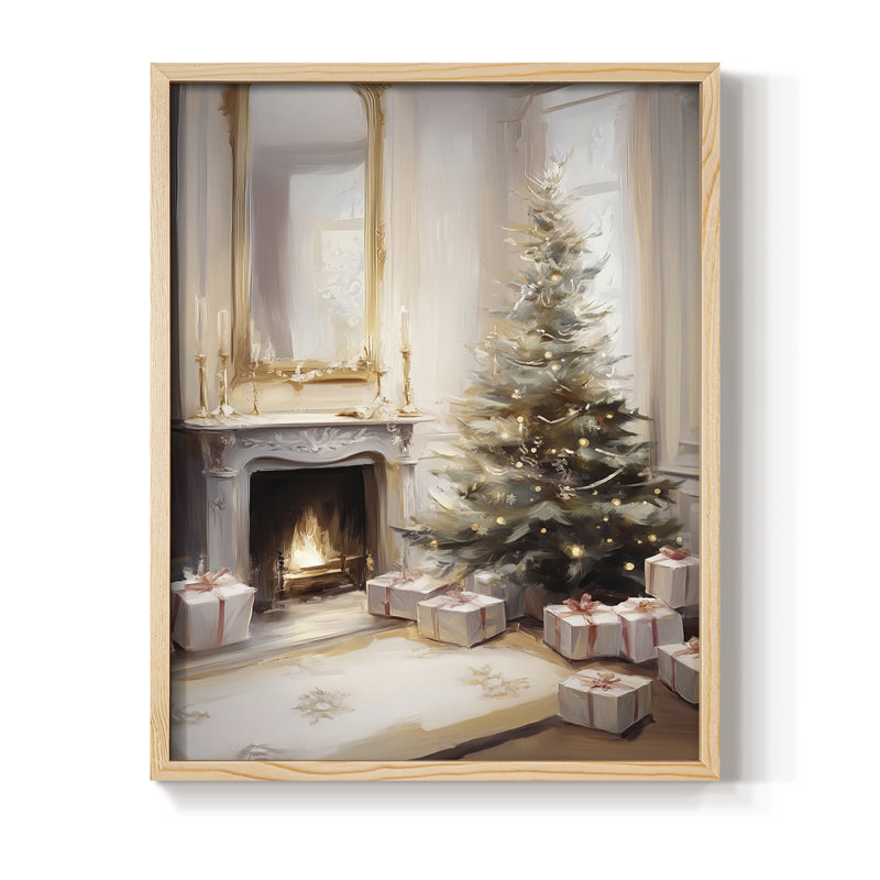«Christmas Holiday Art», série 2-Lxxxxi, reproduction encadrée - bois massif, Naturel, H 15 po x l 12 po