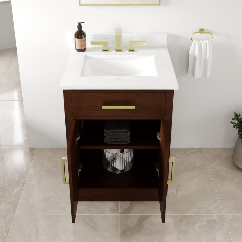 Freestanding Standard With Engineered Stone Top, L 24 po