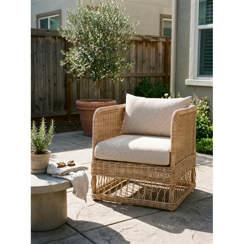 Destin Natural Outdoor Patio Club Chairs - Bliss Linen, Brown, Bliss Linen