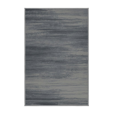 Machine Washable Abstract Gray Area Rug
