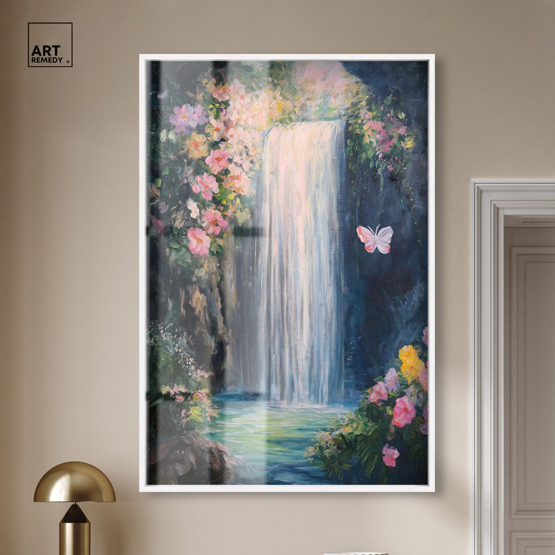 Décoration murale «Hidden Falls I Shadowbox» par Art Remedy, H 55 po x l 37 po, Blanc