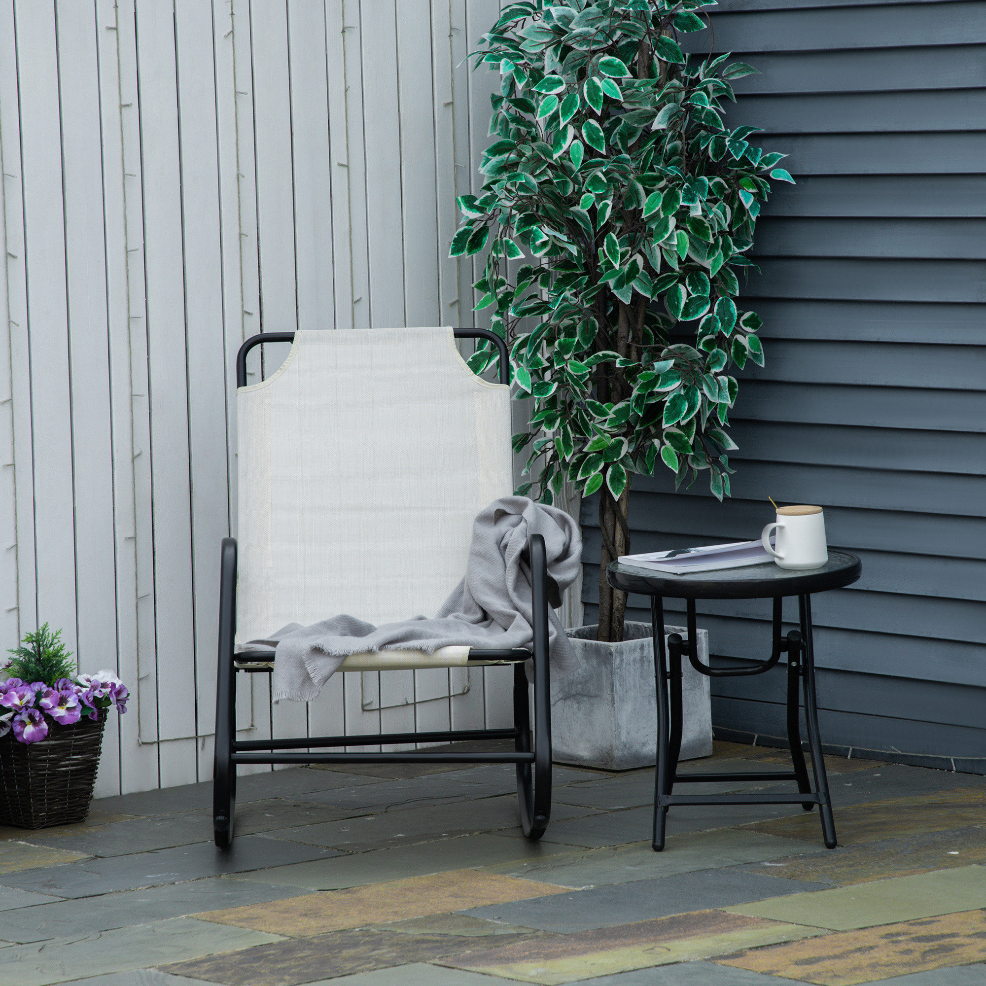 Slide Rocker Outside Wrought Studio Garden Rocking Chair, Outdoor Indoor Sling Fabric Rocker ...