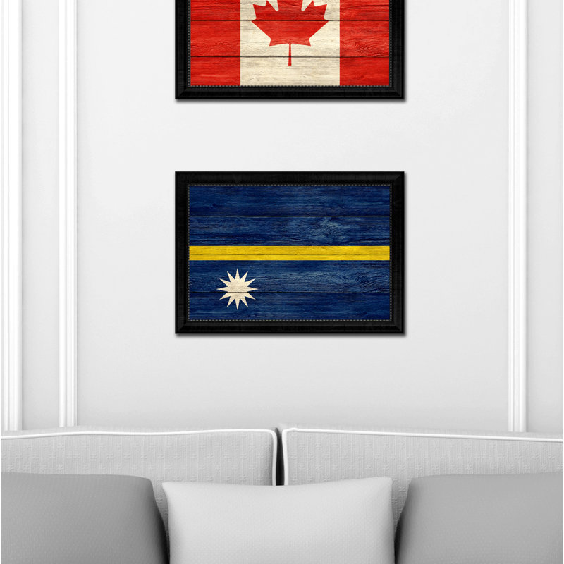 Drapeau campagnarde nauru-impression encadrée sur toile encadrée, H 21 po x l 30 po x P 1 po, Encadrement noir