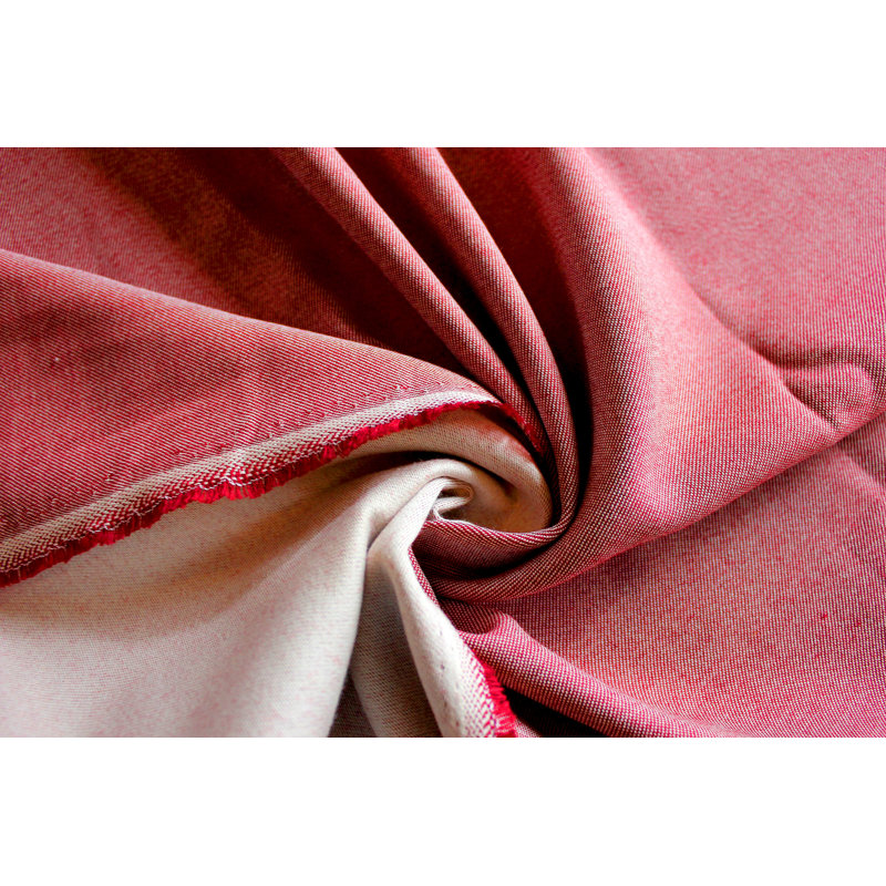 Uni Collection Light 100% Cotton Opaque Grommet / Eyelet Single Curtain Panel, 142cm wide x 375cm high, Cherry