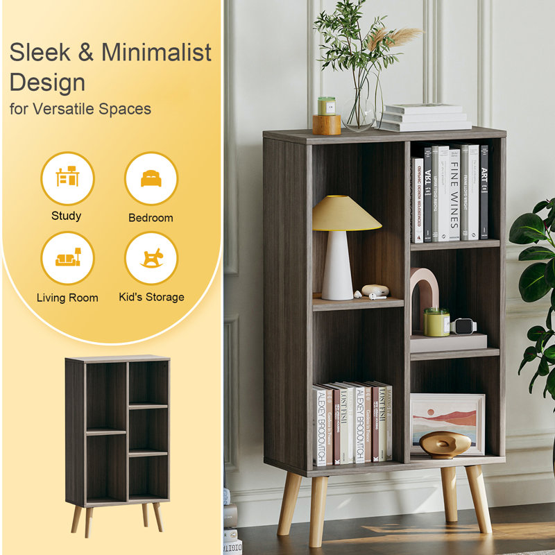 Adisyn No Subject Bookcase, Stone Gray, 36.5" H x 19.7" W x 9.4" D