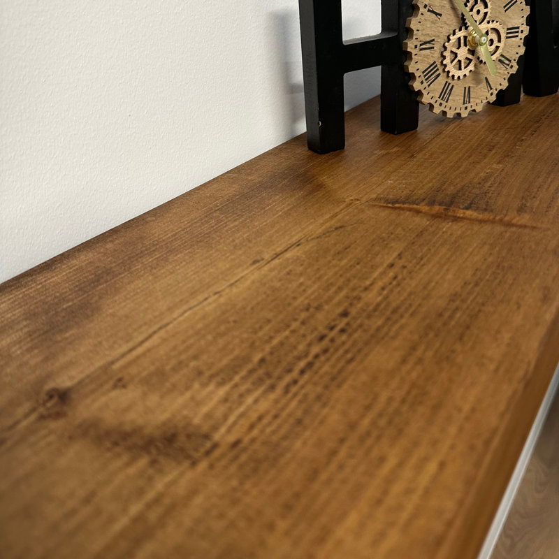 Lemieux Handcrafted Rustic Wooden Wall-Mounted Floating Shelves with Black L Brackets, 4.5cm H x 70cm W x 22cm D, Tudor Oak