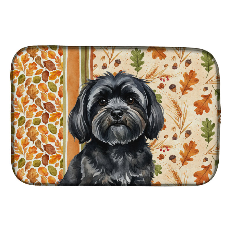 Tapis de vaisselle noir Lhasa Apso Heirloom