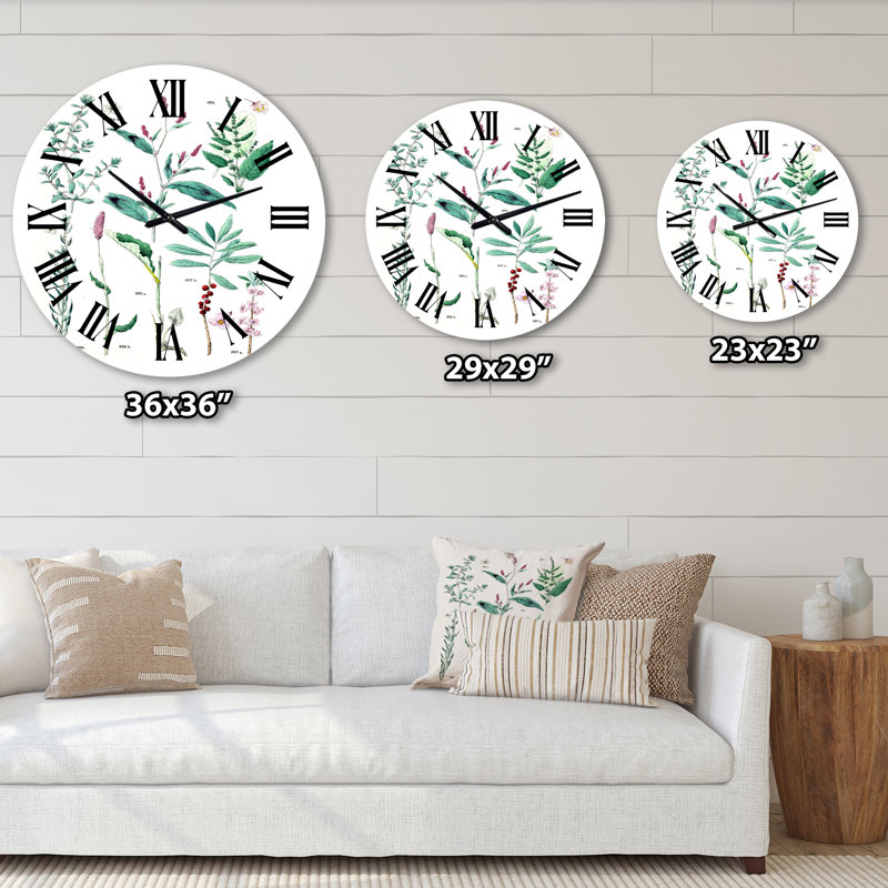 Plantes rétro - horloge murale traditionnelle, Surdimensionné