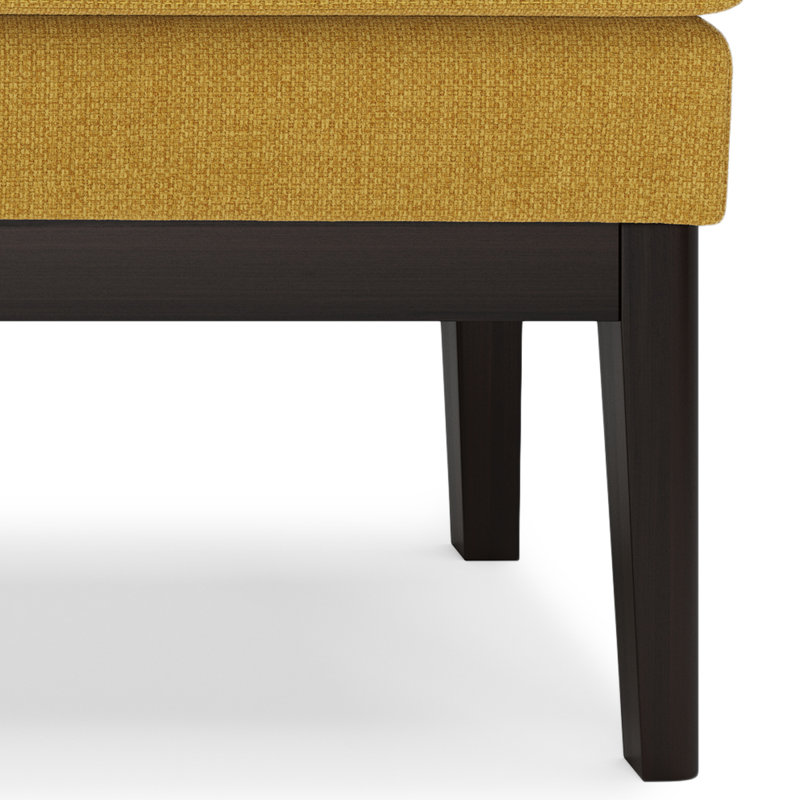 Carlson Mid-Century Ottoman Bench with Upholstered Seat, Marigold, 17.4" H X 44.7" W X 15.4" D