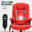 Chaise d'ordinateur inclinable chauffante avec 6 points de vibration, fauteuil de bureau de massage, accoudoirs et télécommande