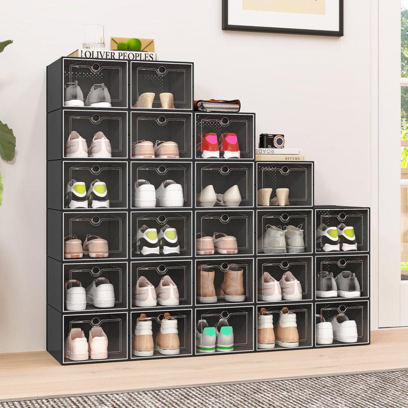 Aurelio Foldable Shoe Storage Box, Black