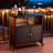 Bar Cart Portable Outdoor Table made of durable FE rattan with tempered glass table top