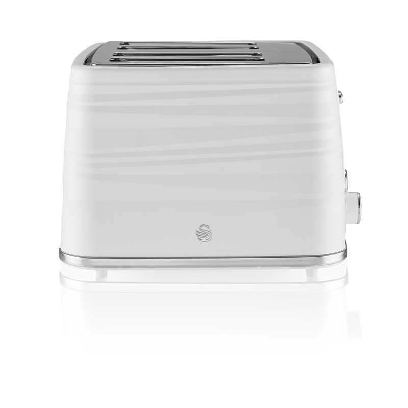 Swan 4-Slice Symphony Toaster, Defrost, Cancel and Reheat Functions, Independent Browning Controls,, White