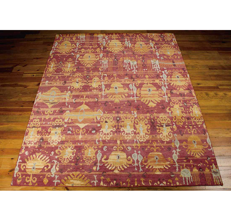 Rudgeway Flame Hand-Knotted Wool Flame Area Rug, Rectangle 7'9" x 9'9"