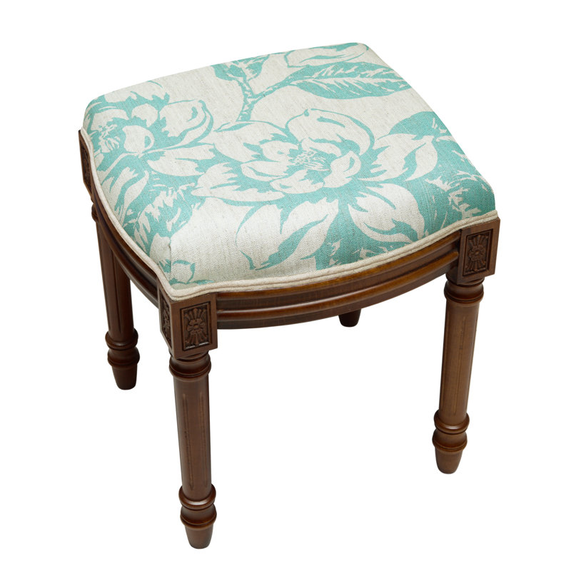 Tabouret de meuble-lavabo rembourré Camic, Noyers, Turquoise