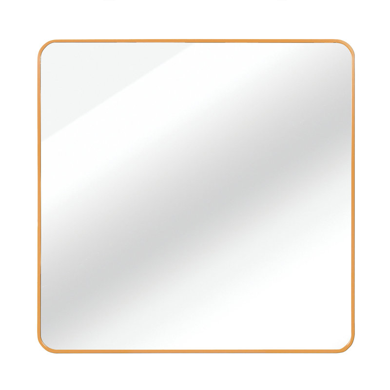 Miroir carré mural en métal pour salle de bain., Doré, 30 po x 30 po