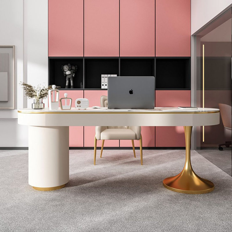 Bureau double caisson en pierre avec tiroirs, H 29,53 po x l 55,12 po x P 23,62 po, Oui