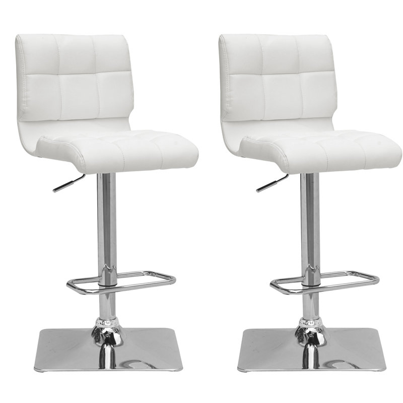 Abdussamad Upholstered Adjustable Height Bar Stool, White