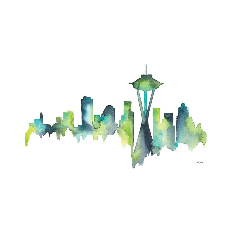 Seattle Skyline 1 Piece Wrapped Canvas Painting, 30.48 cm H x 45.72 cm W