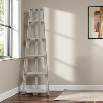 Merk 72" corner bookshelf in grey by Latitude Run