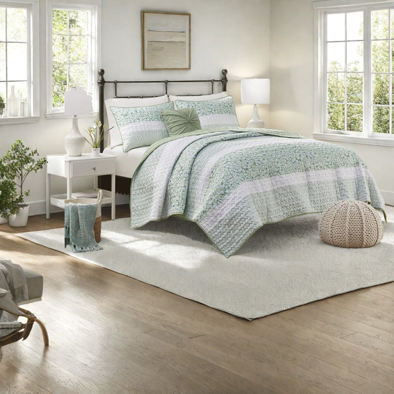 Premium Seersucker Quilt Bedding Set, Polyester, Farmhouse Style, Home Comfort