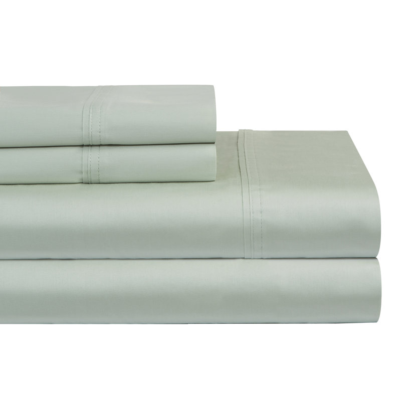 Twin XL Sage Satin Deep Pocket Cotton Sheet Set
