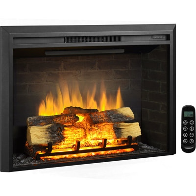 Wainfleet 35" W Electric Fireplace Insert with Adjustable Color Flames and Fire Cracking Sound