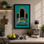 Leopard On Turquoise Bench Modern - Print-136782576-136782575