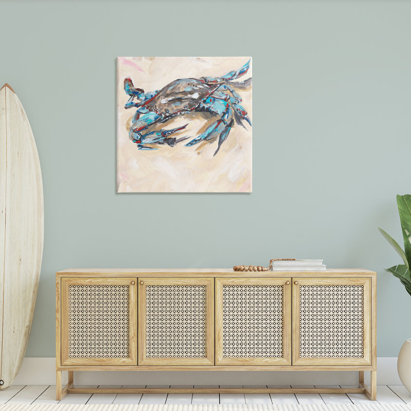 «Modern Blue Beach Crab» sur toile, H 36 po x l 36 po