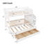 Lit simple superposé simple avec lit gigogne, 3 tiroirs de rangement, escalier de rangement et garde-robe, lit peu encombrant en bois de pin, blanc-2102668043