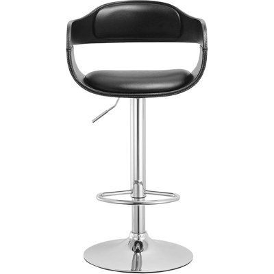Tabouret de bar contemporain pivotant réglable avec siège et dossier rembourrés, noir