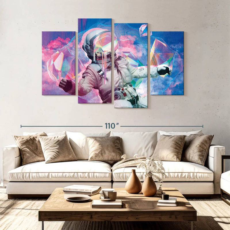 Oberle Retro Floating Astronaut, 54" H x 84" W