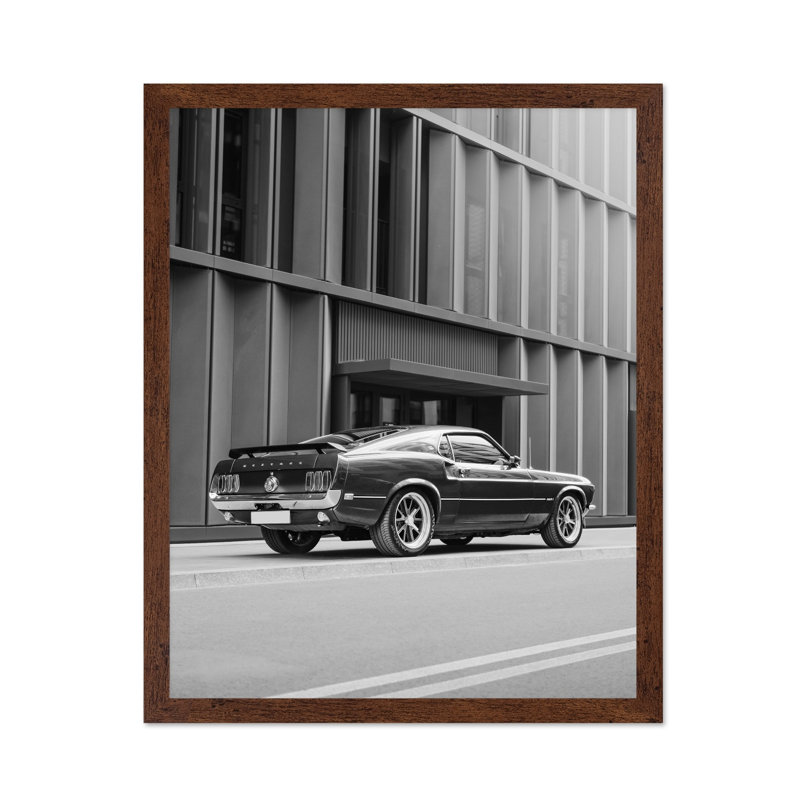 Voiture dans la rue, Poster, 24"H x 32"W, Brown Framed