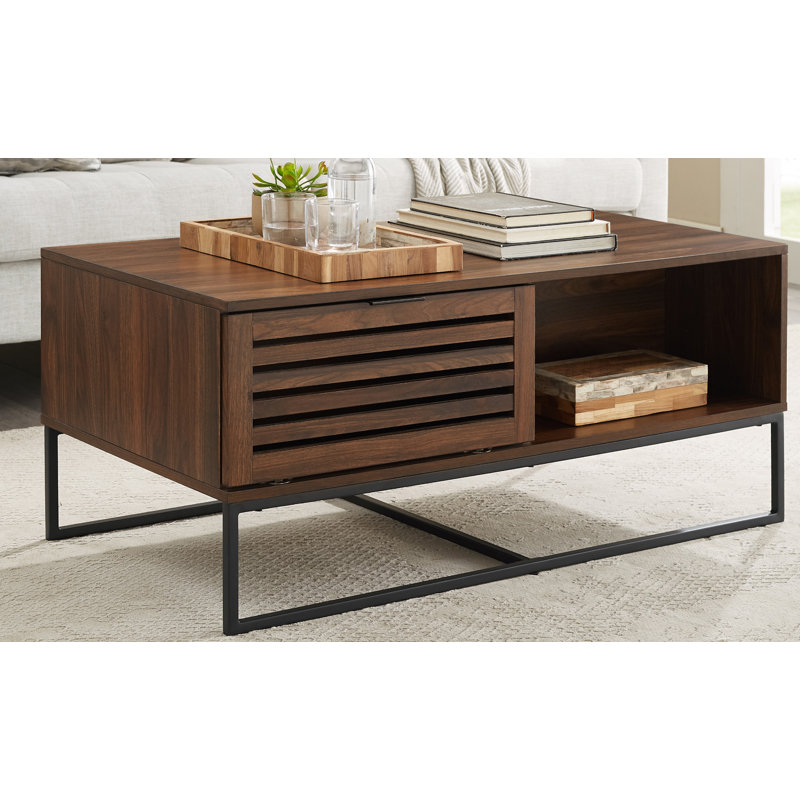 Rishi Sled Coffee Table with Storage, Dark Walnut