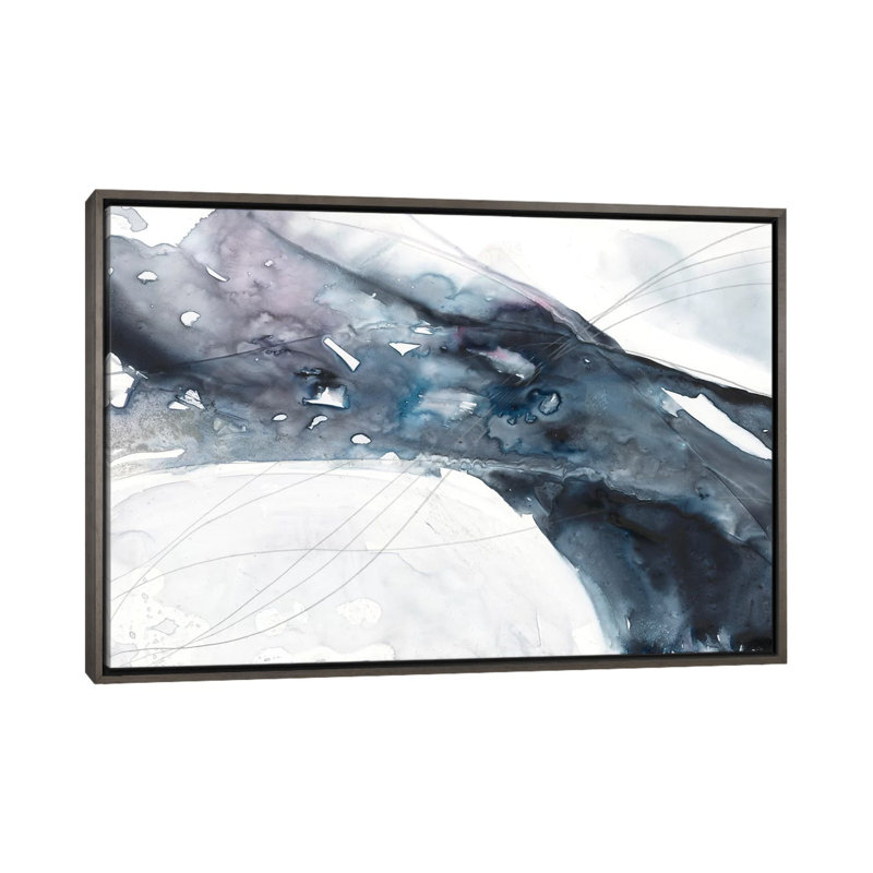 Agate Wave II - reproduction d'art murale - toile encadrée, H 26 po x l 40 po, Impression encadrée sans passe-partout, Gris