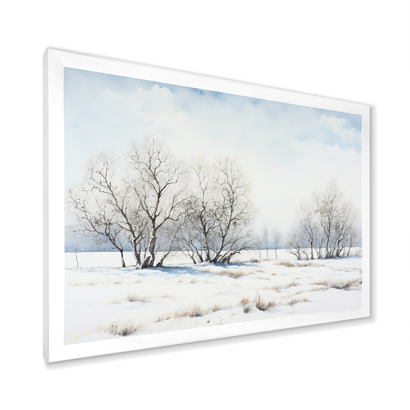 «Snow Winter Minimalisme Landscape II», reproduction sur toile, Cadre simple blanc, H 12 po x l 20 po x P 1 po